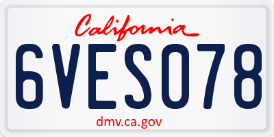 CA license plate 6VES078