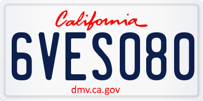 CA license plate 6VES080