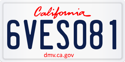 CA license plate 6VES081