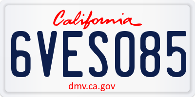 CA license plate 6VES085