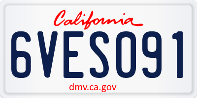 CA license plate 6VES091