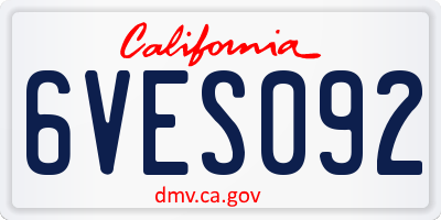 CA license plate 6VES092