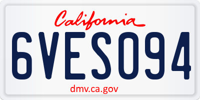 CA license plate 6VES094