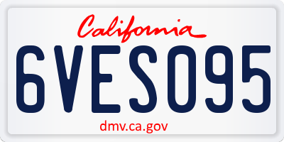 CA license plate 6VES095