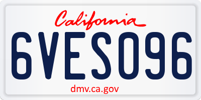 CA license plate 6VES096