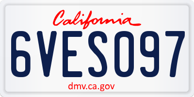 CA license plate 6VES097