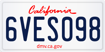 CA license plate 6VES098