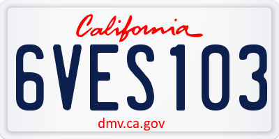 CA license plate 6VES103