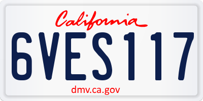 CA license plate 6VES117