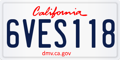 CA license plate 6VES118