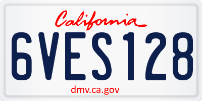 CA license plate 6VES128
