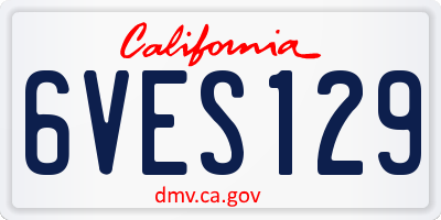 CA license plate 6VES129