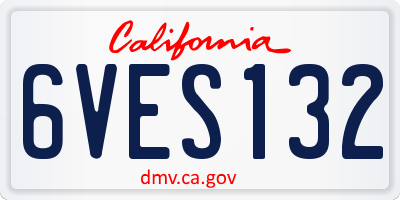 CA license plate 6VES132