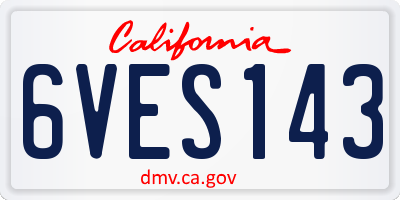 CA license plate 6VES143