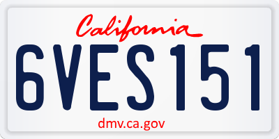 CA license plate 6VES151