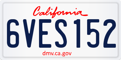 CA license plate 6VES152