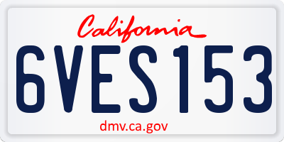 CA license plate 6VES153