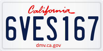 CA license plate 6VES167