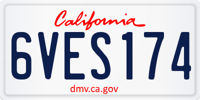 CA license plate 6VES174
