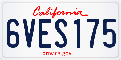 CA license plate 6VES175