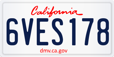 CA license plate 6VES178