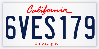 CA license plate 6VES179