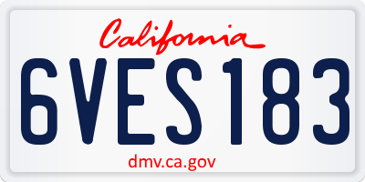 CA license plate 6VES183
