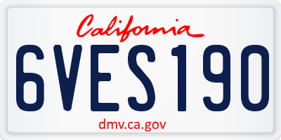 CA license plate 6VES190