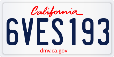 CA license plate 6VES193