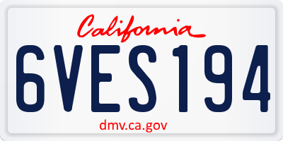 CA license plate 6VES194