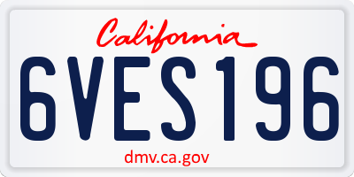 CA license plate 6VES196