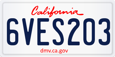 CA license plate 6VES203