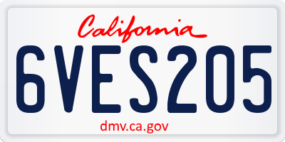 CA license plate 6VES205