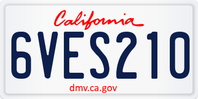 CA license plate 6VES210