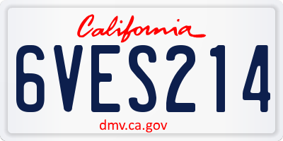 CA license plate 6VES214