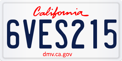 CA license plate 6VES215