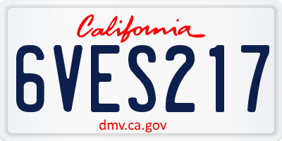 CA license plate 6VES217