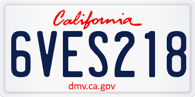 CA license plate 6VES218