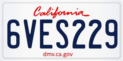 CA license plate 6VES229