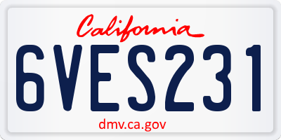 CA license plate 6VES231