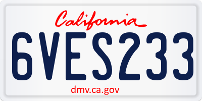 CA license plate 6VES233