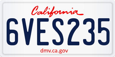 CA license plate 6VES235
