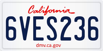 CA license plate 6VES236