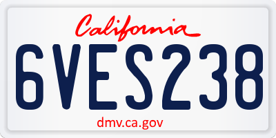 CA license plate 6VES238