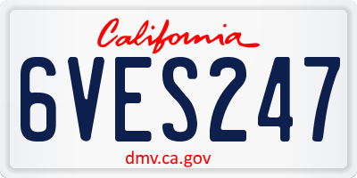 CA license plate 6VES247