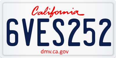CA license plate 6VES252
