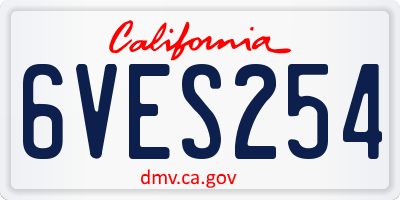 CA license plate 6VES254