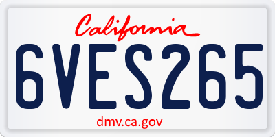 CA license plate 6VES265