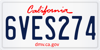 CA license plate 6VES274