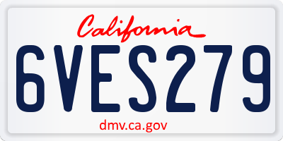CA license plate 6VES279